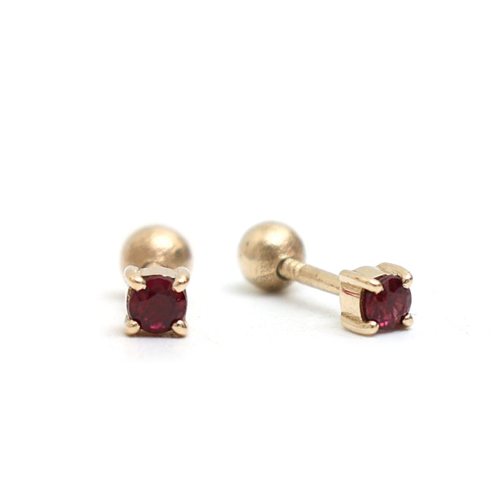 Orange Sapphire 14K (18K Custom) Yellow Gold Solitaire Screw Back Stud Earrings