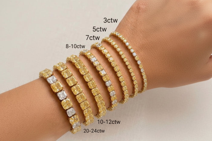 8.00 CTW Princess Cut Lab-Grown Yellow & White Diamond Tennis Bracelet