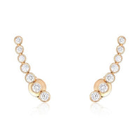 Emerald Gradient Climber Earrings in 14K White Gold