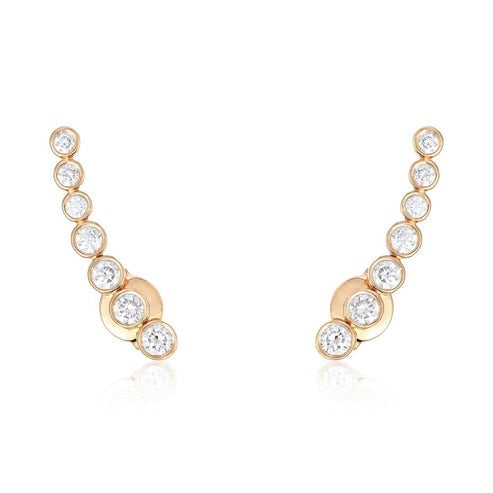Emerald Gradient Climber Earrings in 14K White Gold