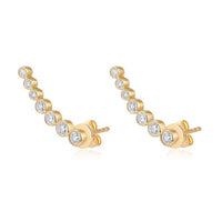 Emerald Gradient Climber Earrings in 14K White Gold