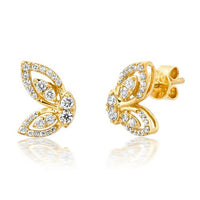 Butterfly Diamond Stud Earrings in 14K Yellow Gold