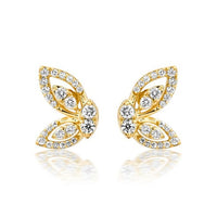Butterfly Diamond Stud Earrings in 14K Yellow Gold