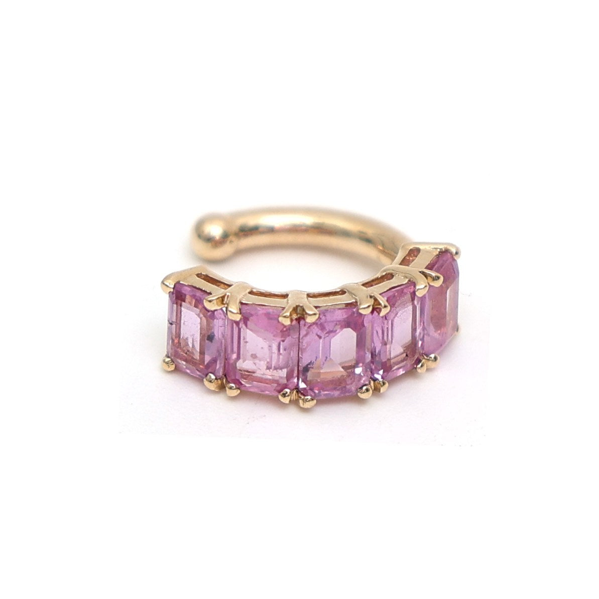 Pink Sapphire Ear Cuff in 14K (18k Custom) Yellow Gold
