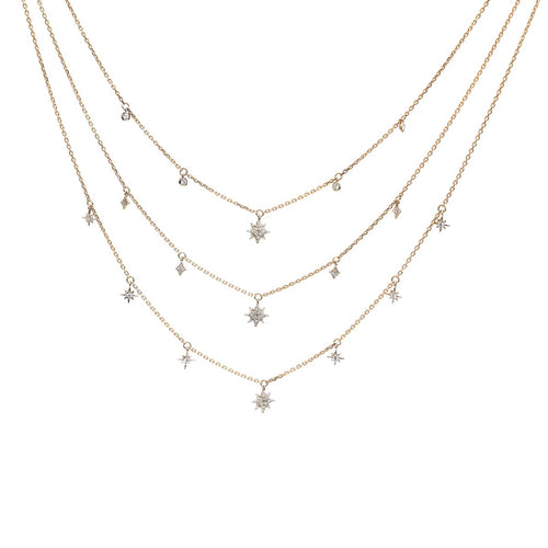 Celestial Diamond Layered 18K Yellow Gold Necklace