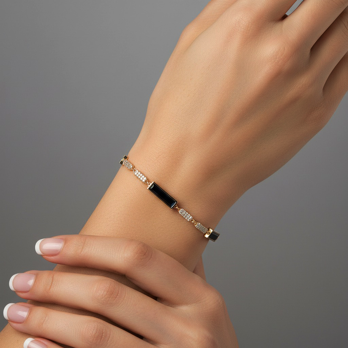 Sapphire Diamond Link Bracelet in 14K Yellow Gold