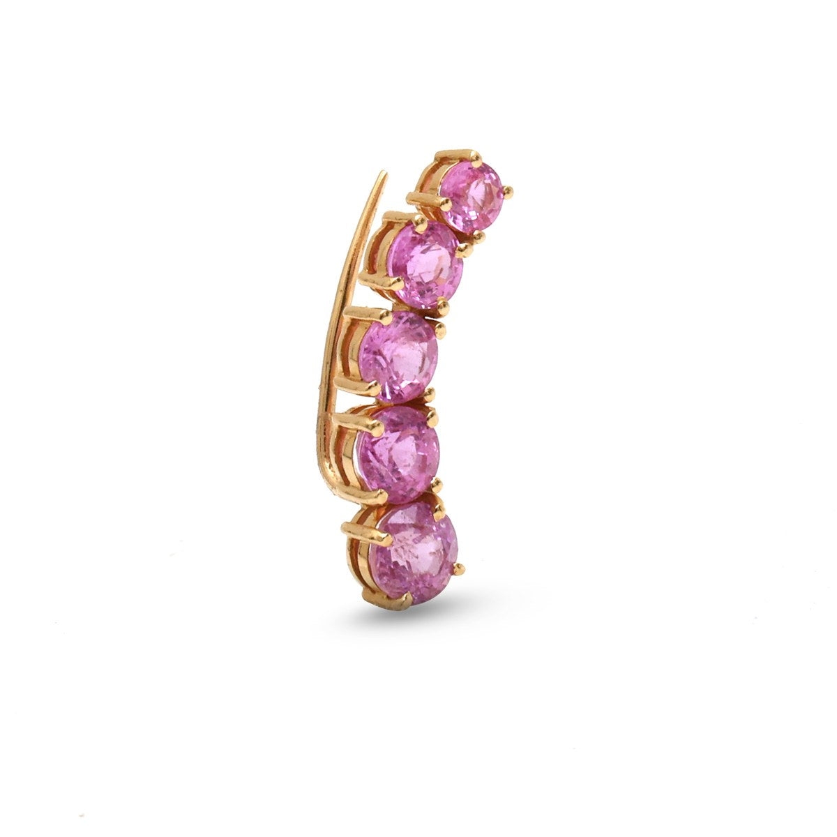 Pink Sapphire Graduated 18K Yellow Gold Climber Earrings