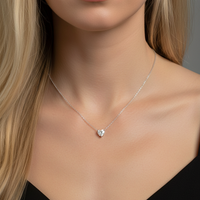 Heart-Cut Pendant Diamond Necklace in 14K White Gold