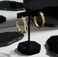 Sleek Petite Diamond Hoop Earrings in 14K Yellow Gold