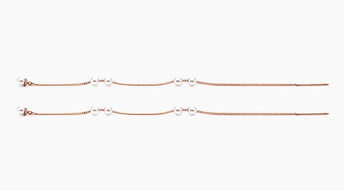 Freshwater Pearl Threader Earrings in 14K Rose Gold