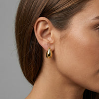 Small Pair Hollow Drop Earrings in 14K Yellow Gold