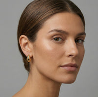 Small Pair Hollow Drop Earrings in 14K Yellow Gold
