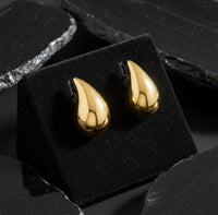 Small Pair Hollow Drop Earrings in 14K Yellow Gold