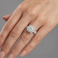 Cushion Halo Diamond Bridal Eternity Ring in 14K Gold