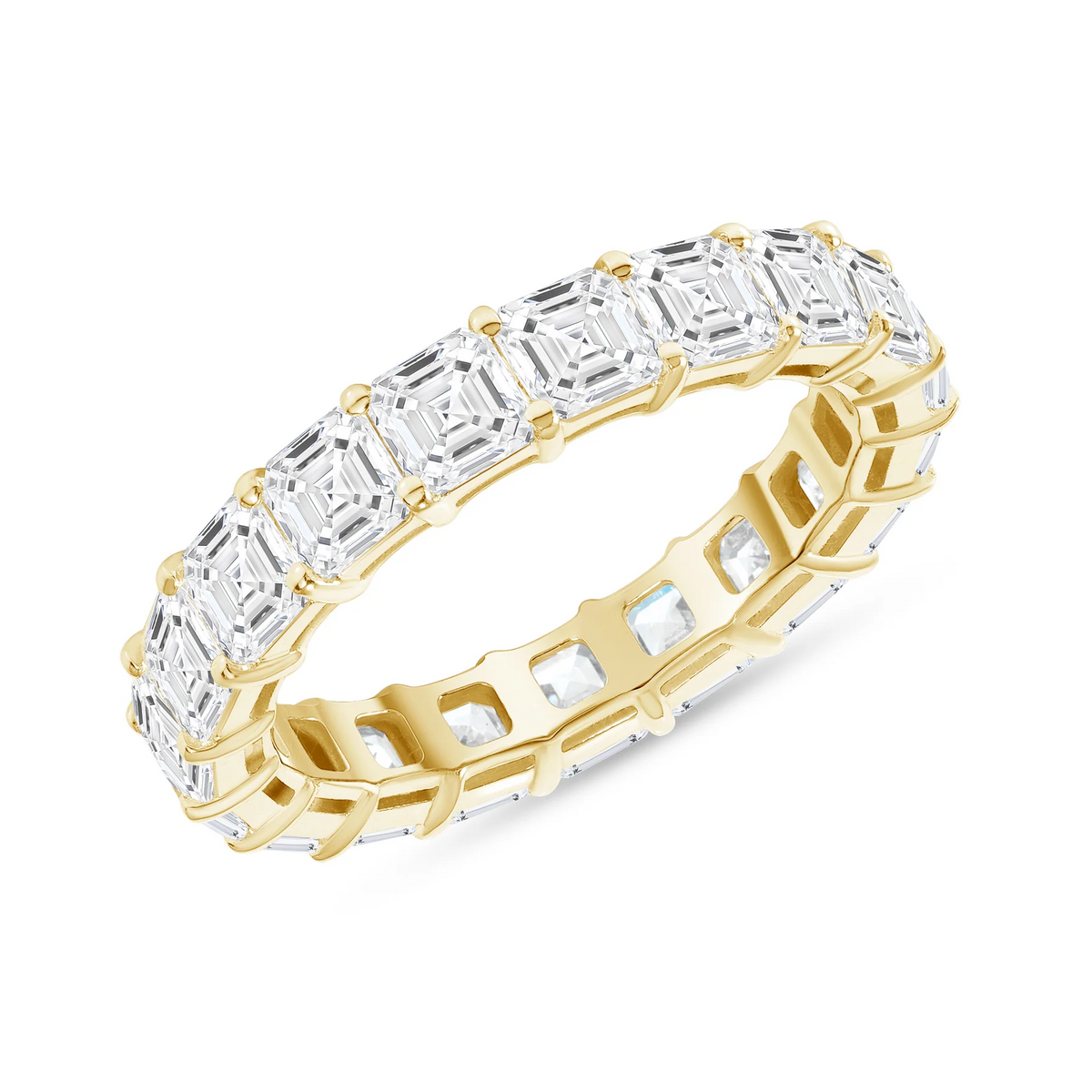 Asscher Cut Eternity Band Ring in 14K Gold