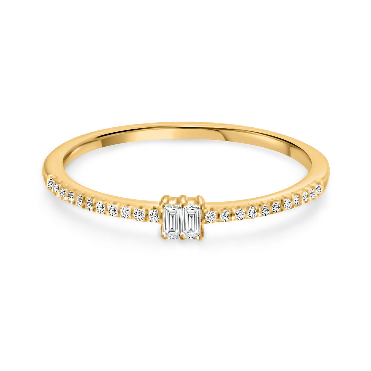 Twin Baguette Diamond Ring in 14K Yellow Gold