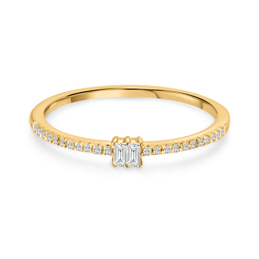 Twin Baguette Diamond Ring in 14K Yellow Gold