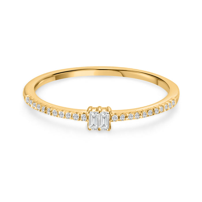 Twin Baguette Diamond Ring in 14K Yellow Gold