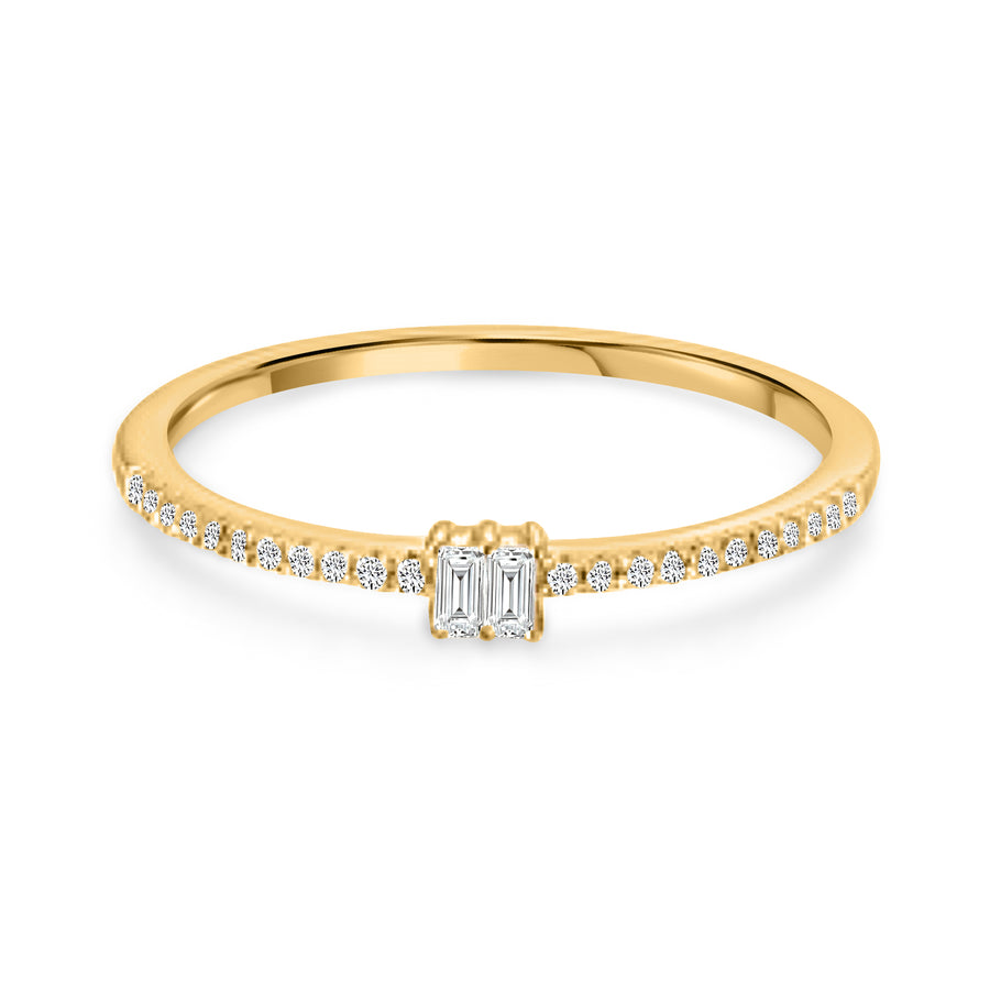 Twin Baguette Diamond Ring in 14K Yellow Gold