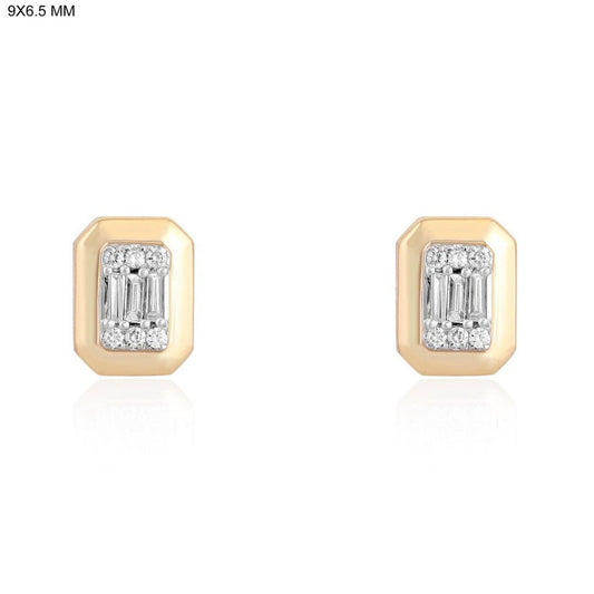 Gorgeous Baguette Diamond Stud Earrings in 14K Yellow Gold