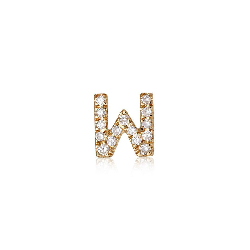 W Initial Diamond Letter Stud Earrings in 14K Yellow Gold