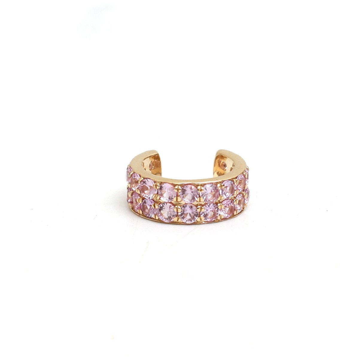 Pink Sapphire Pavé 14K (18k Custom) Yellow Gold Luxe Ear Cuff