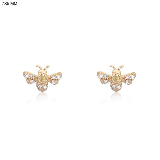 Old Fashioned Diamond Stud Earrings in 14K Yellow Gold