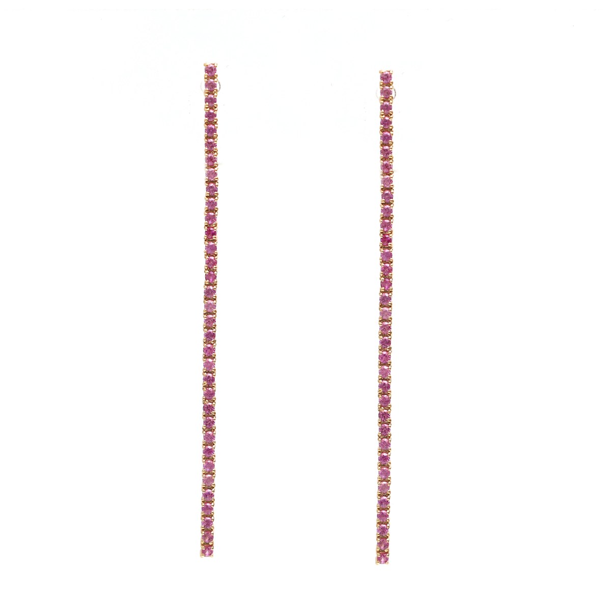 Pink Sapphire Linear 18K Rose Gold Drop Earrings