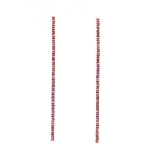 Pink Sapphire Linear 18K Rose Gold Drop Earrings
