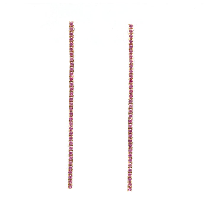Pink Sapphire Linear 18K Rose Gold Drop Earrings