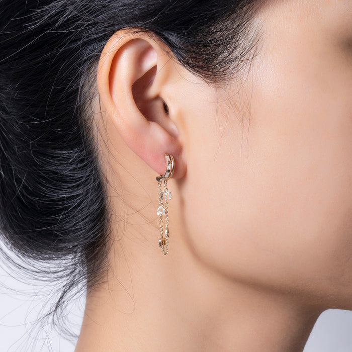 Double Strand Mama Drop Earrings in 14K Yellow Gold