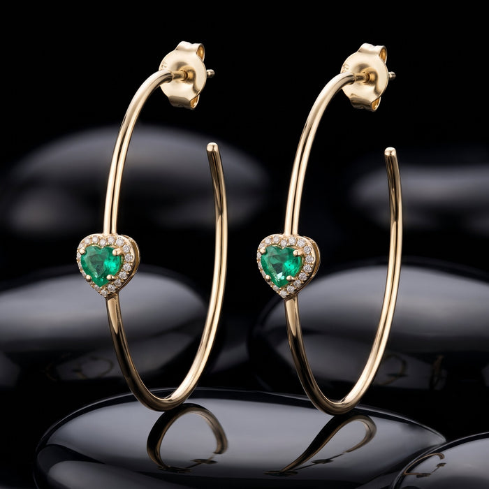 Frostlight Hoops Gemstone Diamond Earrings in 14K Yellow Gold