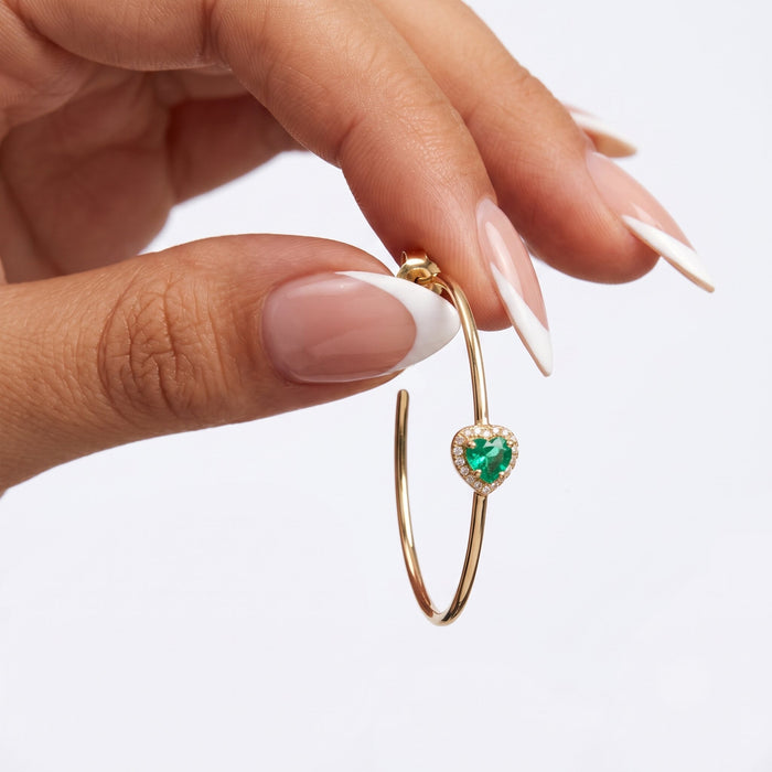Frostlight Hoops Gemstone Diamond Earrings in 14K Yellow Gold