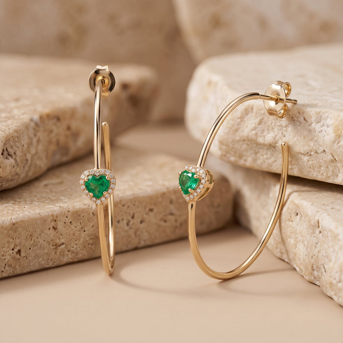 Frostlight Hoops Gemstone Diamond Earrings in 14K Yellow Gold