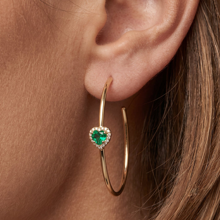 Frostlight Hoops Gemstone Diamond Earrings in 14K Yellow Gold