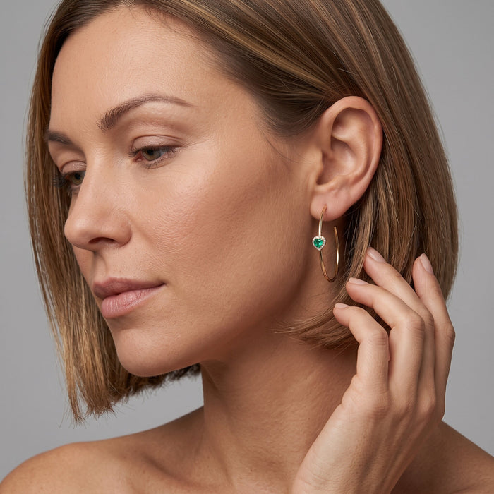 Frostlight Hoops Gemstone Diamond Earrings in 14K Yellow Gold
