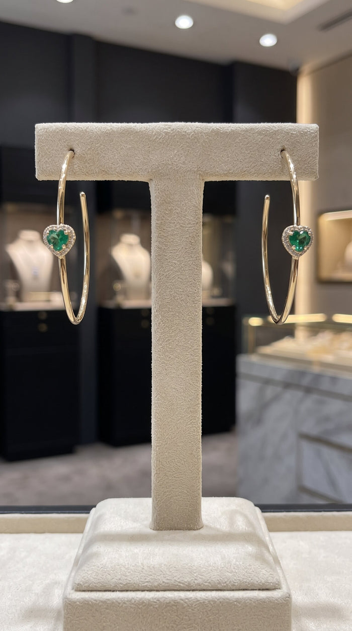 Frostlight Hoops Gemstone Diamond Earrings in 14K Yellow Gold