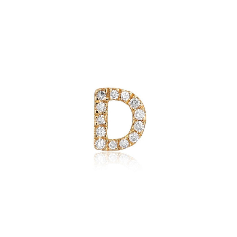 D Initial Diamond Letter Stud Earrings in 14K Yellow Gold
