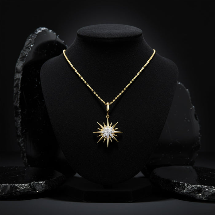 Diamond Spike Pendant Necklace in 14K Yellow Gold