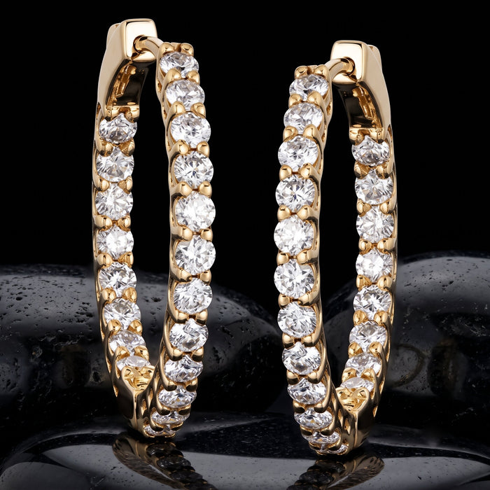 Diamond Radiance Hoop Earrings in 14K Yellow Gold