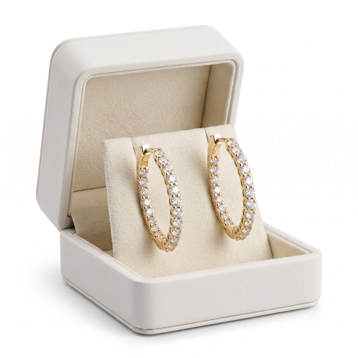 Diamond Radiance Hoop Earrings in 14K Yellow Gold