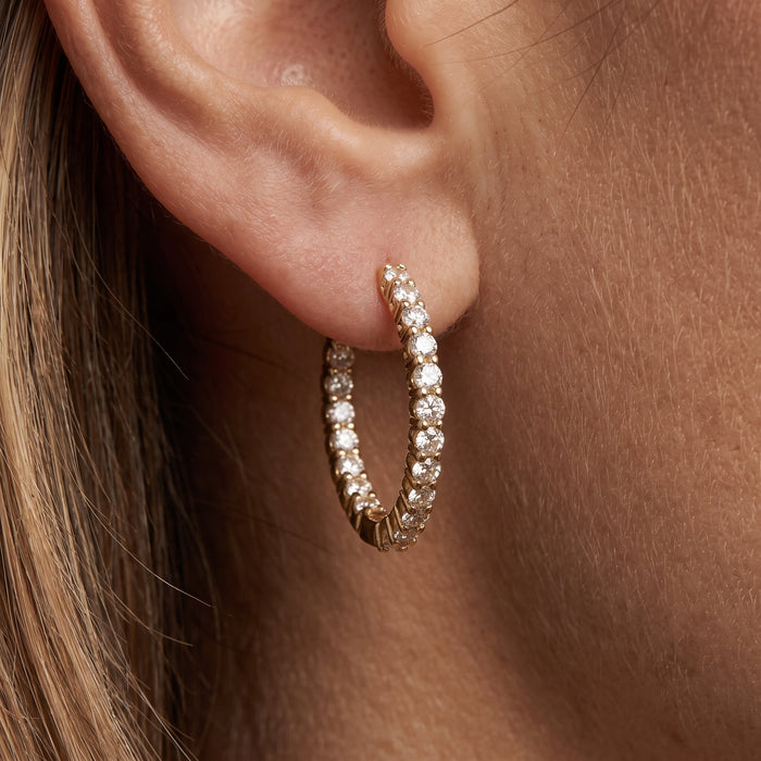 Diamond Radiance Hoop Earrings in 14K Yellow Gold