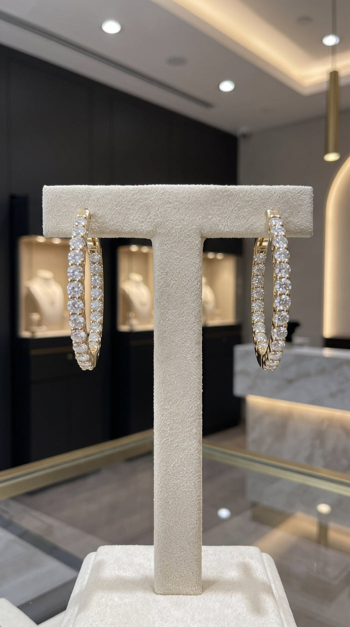Diamond Radiance Hoop Earrings in 14K Yellow Gold