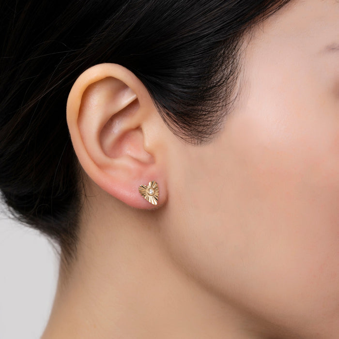 Heart of Light Diamond Earrings in 14K Yellow Gold
