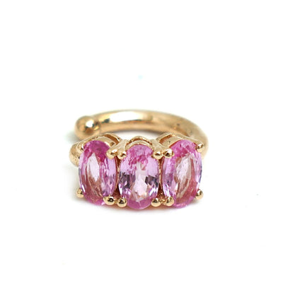 14K Pink Sapphire Ear Cuff in Yellow Gold