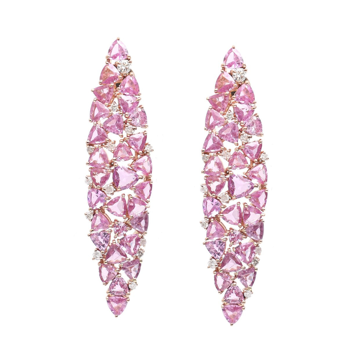Pink Sapphire Luxe 18K Natural Diamond Rose Gold Statement Drop Earrings