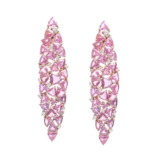 Pink Sapphire Luxe 18K Natural Diamond Rose Gold Statement Drop Earrings