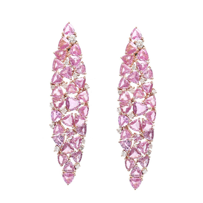 Pink Sapphire Luxe 18K Natural Diamond Rose Gold Statement Drop Earrings