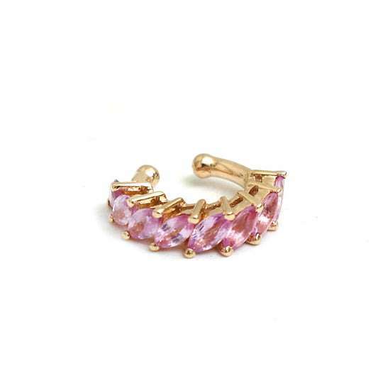 Marquise Pink Sapphire 14K (18K Custom)  Yellow Gold Ear Cuff
