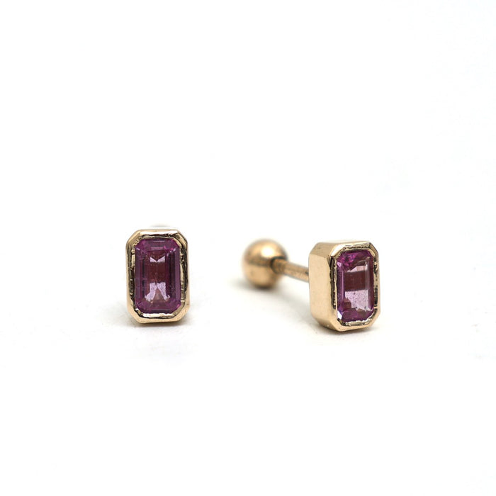 Emerald-Cut 14K (18K Custom) Solitaire Stud Earrings Yellow Gold
